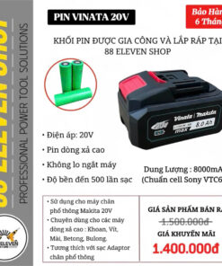 Pin Vinata Makita 20V Dung Lượng 8.0Ah (SN)