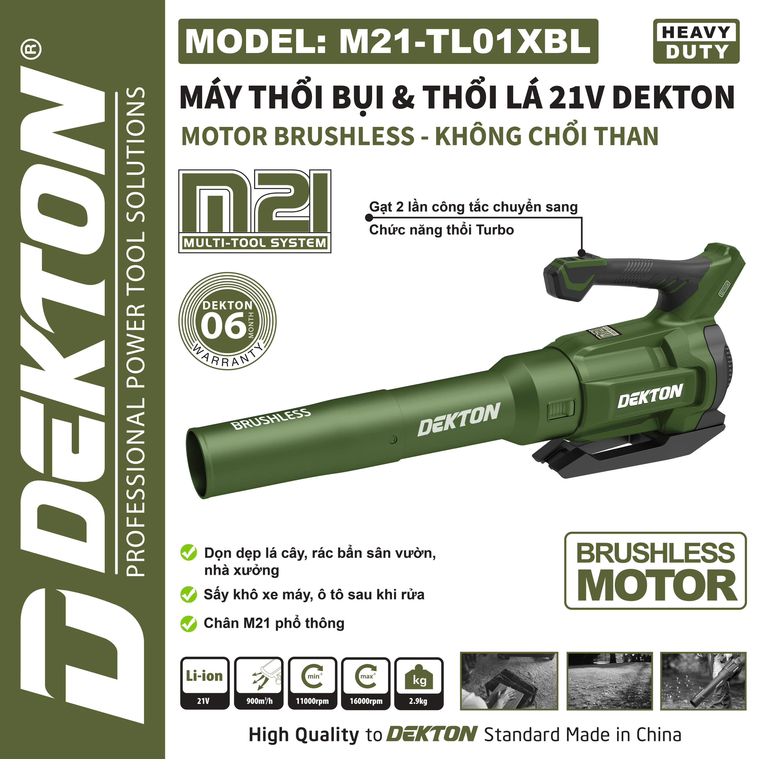 Thân Máy Thổi 21V Dekton M21-TL01XBL