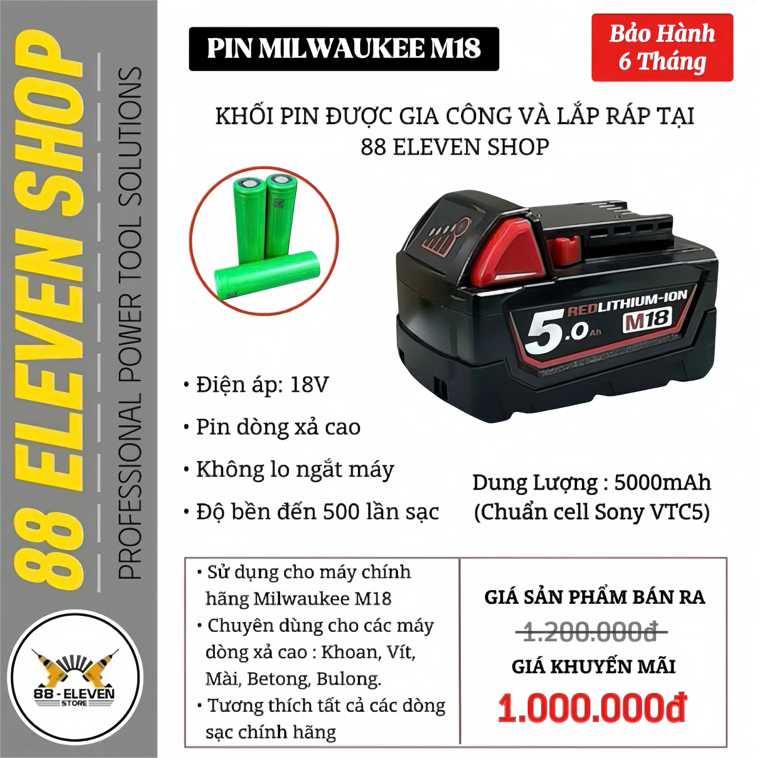 Pin Milwaukee M18 Dung Lượng 5.0Ah