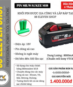 Pin Milwaukee M18 Dung Lượng 8.0Ah