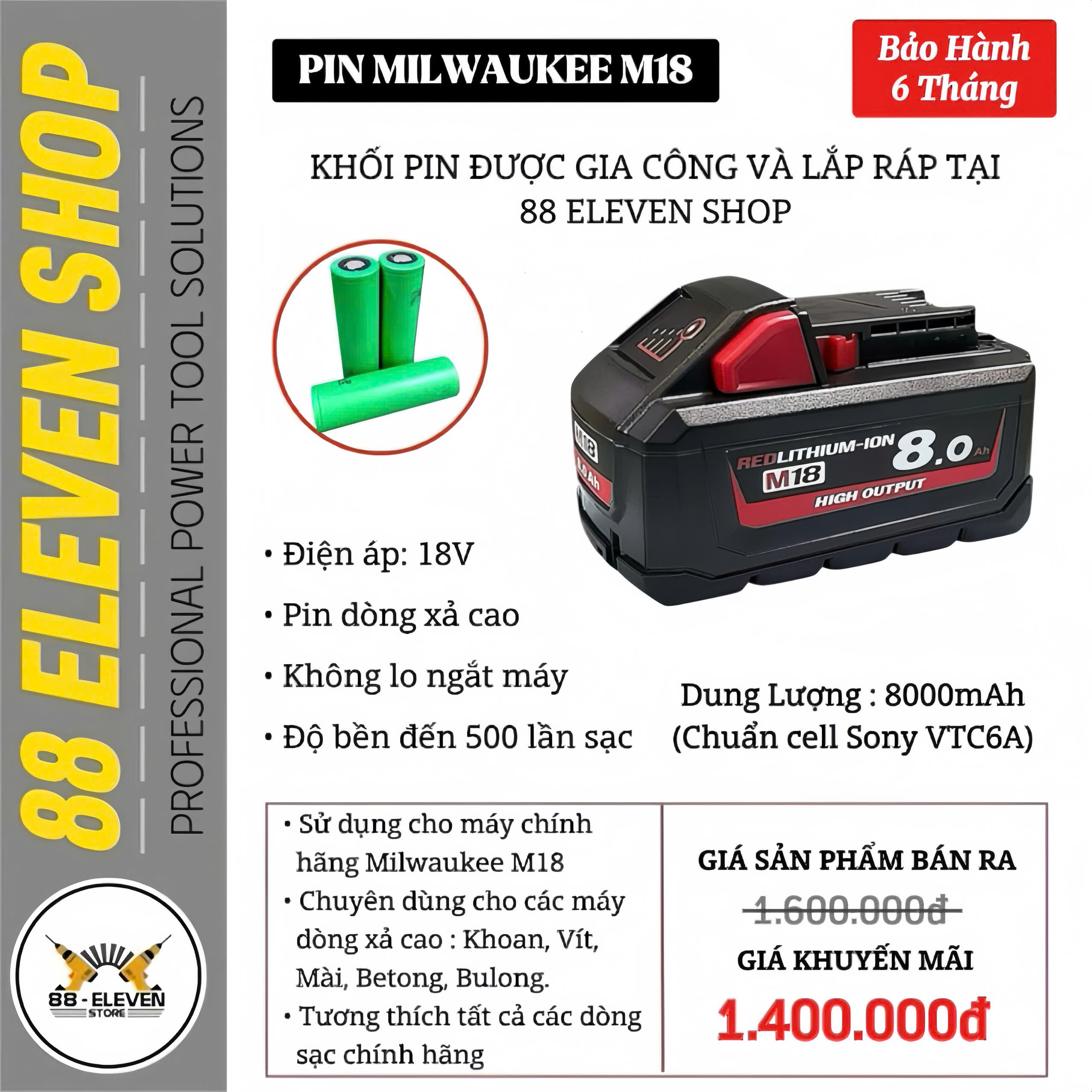 Pin Milwaukee M18 Dung Lượng 8.0Ah