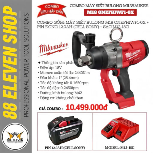 Combo Máy Siết Bulong Milwaukee M18 ONEFHIWF1-0X
