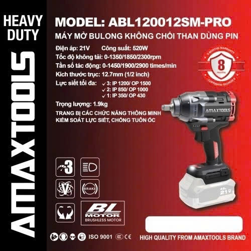 Thân Máy Bulong 21V Amaxtools ABL120012SM-PRO
