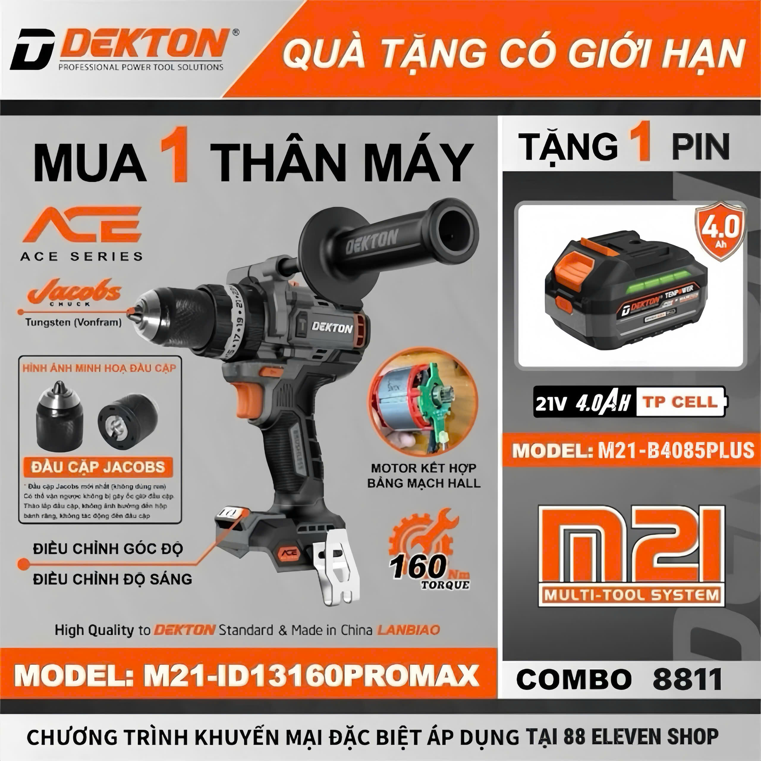 Thân Máy Khoan 21V Dekton M21-ID13160PROMAX