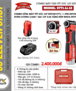 Combo Máy Vít Góc 12V Devon 5771-Li-12