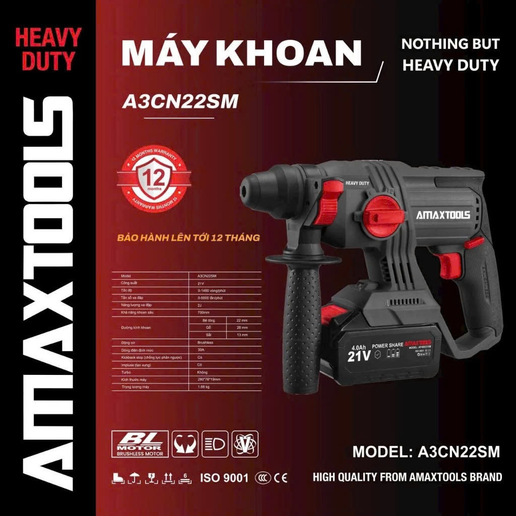 Thân Máy Bê Tông 21V Amaxtools A3CN22SM