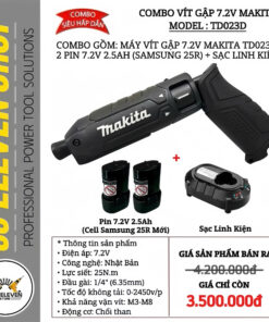 Combo Máy Vít Gập 7.2V Makita TD023D (Đen)