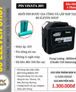 Pin Vinata Makita 20V Dung Lượng 8.0Ah (SS)