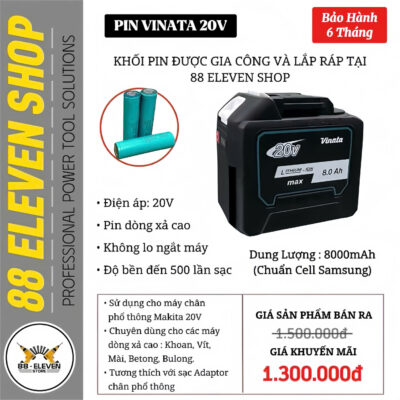 Pin Vinata Makita 20V Dung Lượng 8.0Ah (SS)
