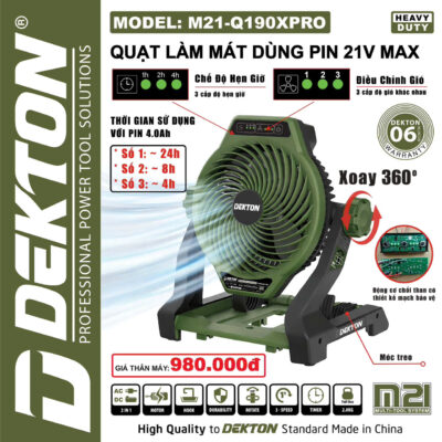 Thân Quạt 21V Max Dekton M21-Q190XPRO