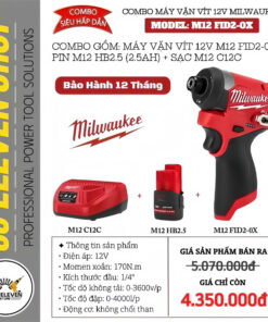 Combo Máy Vặn Vít 12V Milwaukee FID2-0X