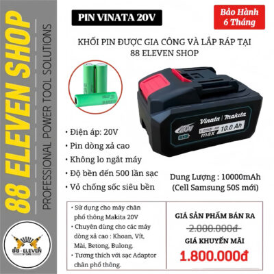 Pin Vinata Makita 20V Dung Lượng 10.0Ah (SS)
