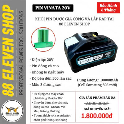 Pin Vinata Makita 20V Dung Lượng 10.0Ah (3ĐS)