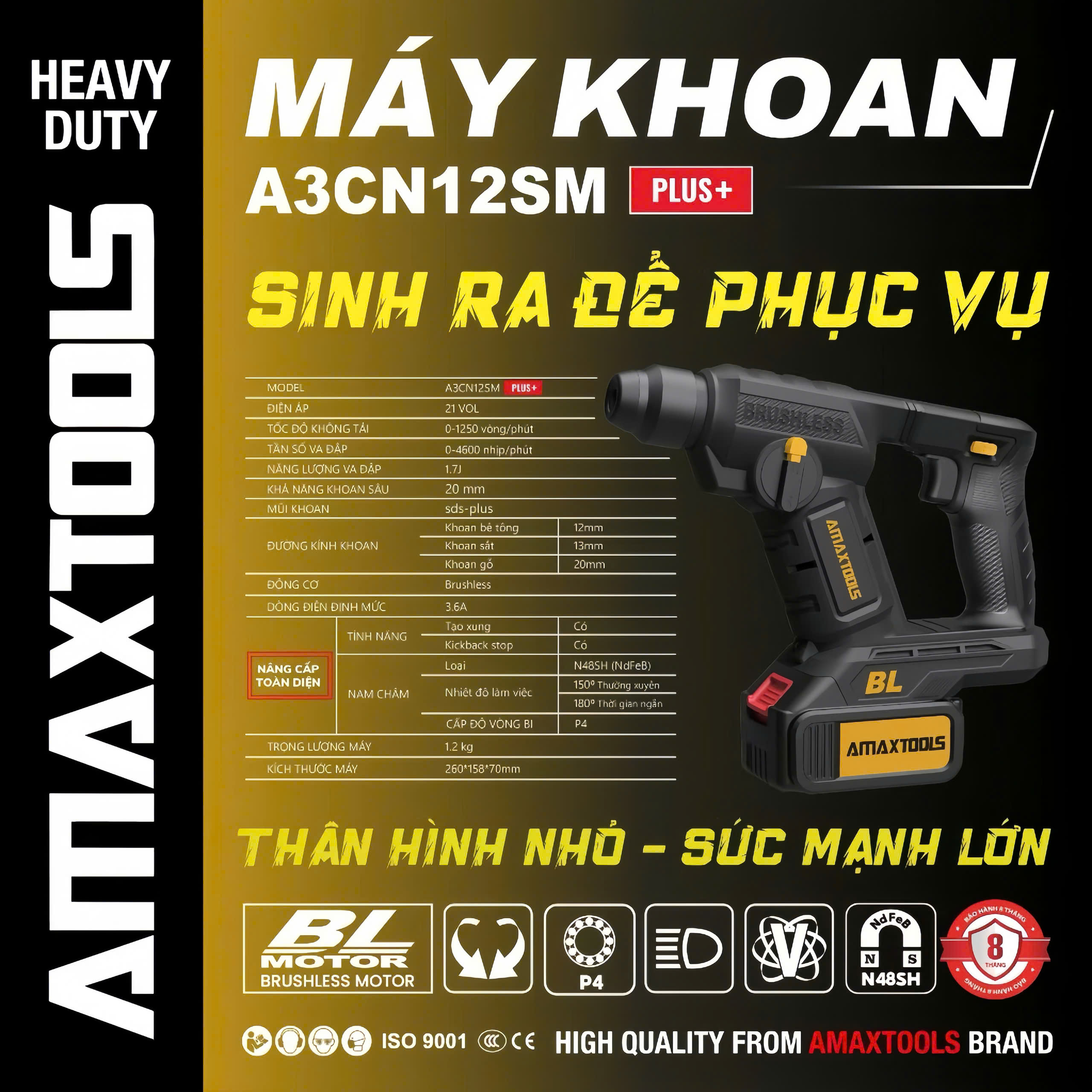 Thân Máy Bê Tông 21V Amaxtools A3CN12SM PLUS+