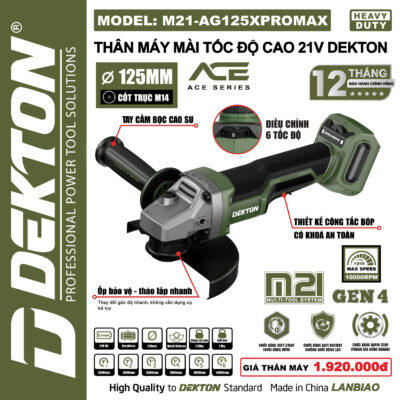 Thân Mài Tốc Độ Cao 21V Dekton M21-AG125XPROMAX (125mm)