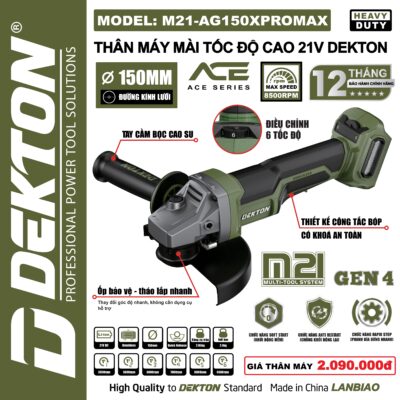 Thân Mài Tốc Độ Cao 21V Dekton M21-AG150XPROMAX (150mm)
