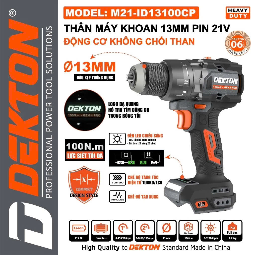 Thân Máy Khoan 21V Dekton M21-ID13100CP