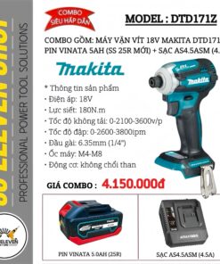 Combo Máy Vặn Vít 18V Makita DTD171Z (5.0Ah)